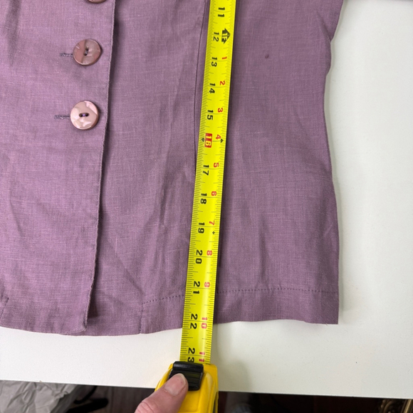 Vivian Shyu Dusty Rose Short Sleeve Linen Three Button Lightweight Blazer - Picture 5 of 8